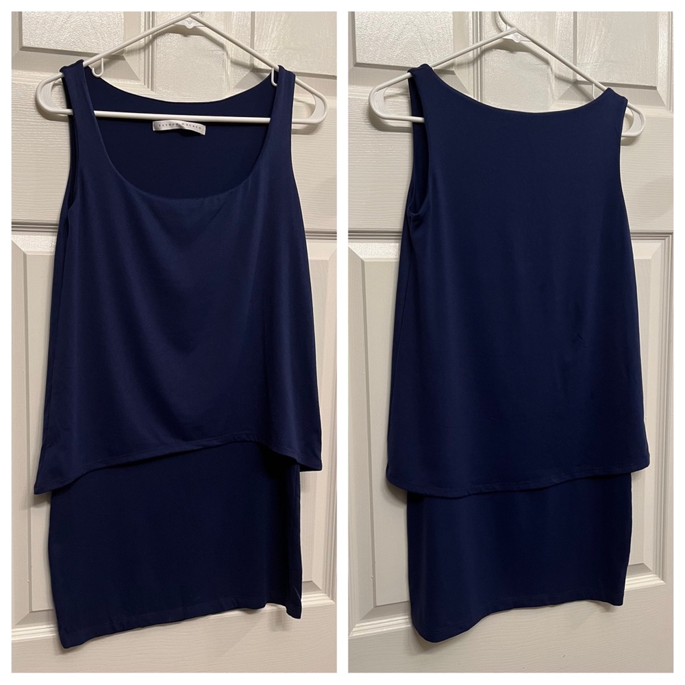 Susana Monaco Navy Blue Layered Mini Dress